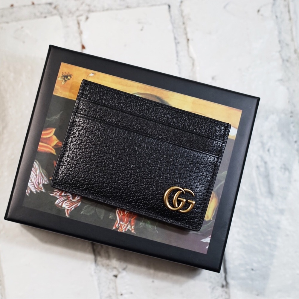 Leather Gucci Credit Card Case Cardholder Clip